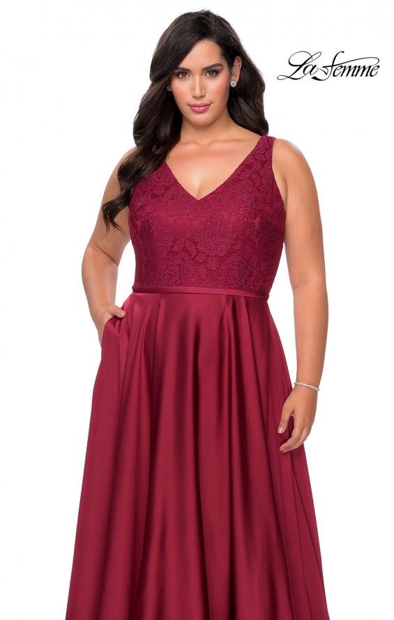 Picture of: A-line Plus Size Dress with Lace Sequin Bodice in Wine, Style: 29004, Detail Picture 1