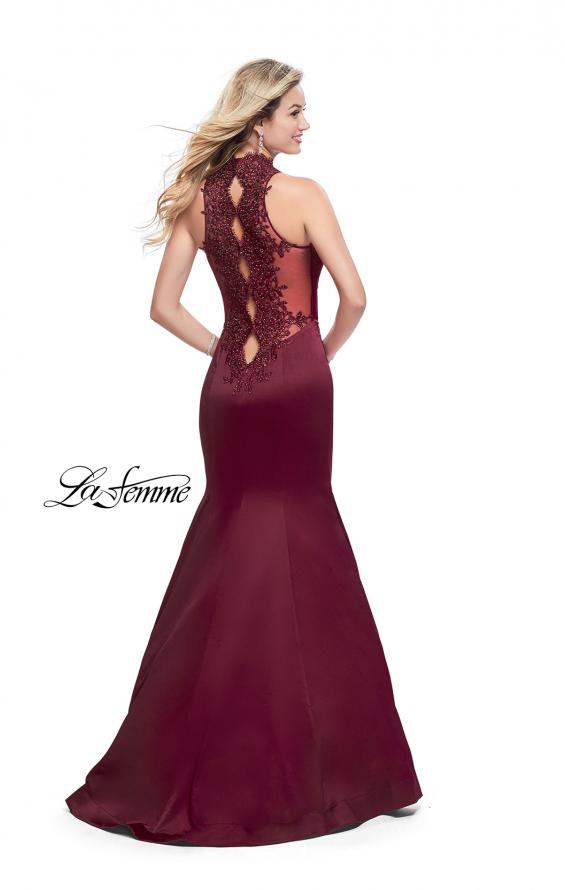 Picture of: Form Fitting Prom Dress with Denim Mermaid Skirt in Wine, Style: 25792, Detail Picture 3