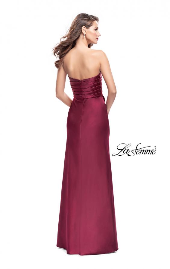 Picture of: Long Strapless Satin Prom Dress with Side Ruching in Wine, Style: 26017, Detail Picture 3
