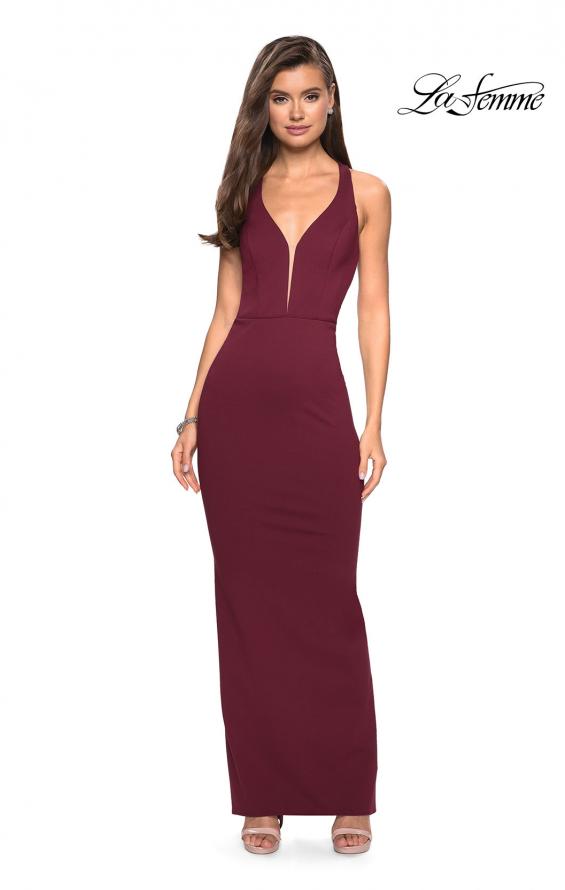 Picture of: Body Forming Dress with Exposed Zipper and Slit in Wine, Style: 27637, Detail Picture 5