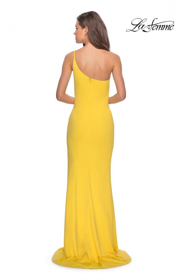 Picture of: One Shoulder Long Jersey Homecoming Dress in Yellow, Style: 28176, Detail Picture 5
