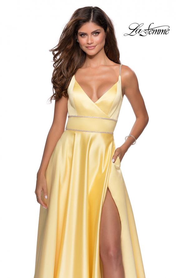 Picture of: A-line Gown with Double Rhinestone Belt Detail in Yellow, Style: 28385, Detail Picture 2