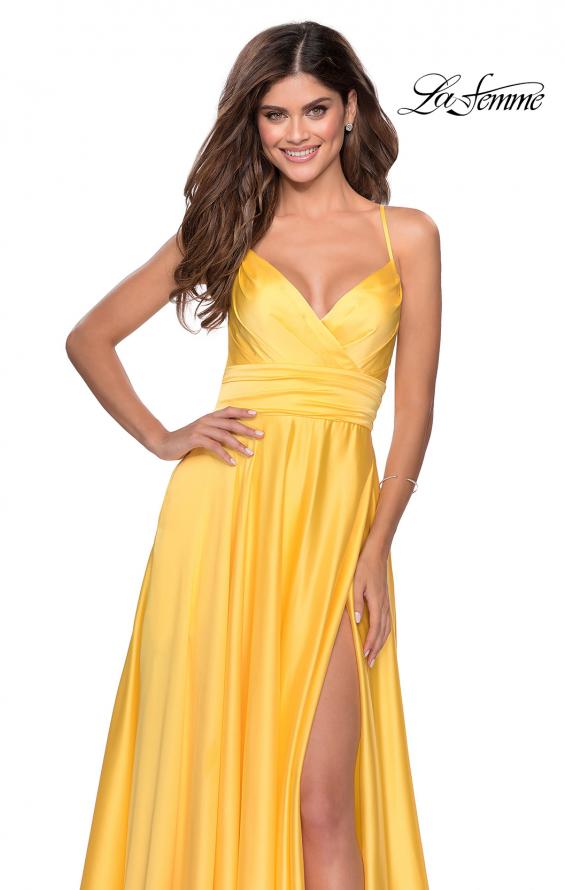 Picture of: Elegant Satin Prom Gown with Empire Waist in Yellow, Style: 28571, Detail Picture 2
