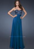 Picture of: A-line Chiffon Gown with Sequin Bodice and Beading in Blue, Style: 18581, Main Picture