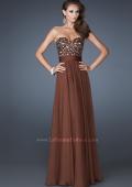 Picture of: A-line Chiffon Gown with Sequin Bodice and Beading in Brown, Style: 18581, Detail Picture 1