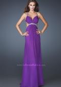 Picture of: Long Chiffon Prom Gown with Beaded Straps and Cut Outs in Purple, Style: 18888, Main Picture