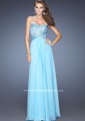 Picture of: Strapless Long Chiffon Prom Dress with Bejeweled Bodice in Blue, Style: 19321, Detail Picture 1