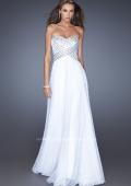 Picture of: Strapless Long Chiffon Prom Dress with Bejeweled Bodice in White, Style: 19321, Detail Picture 3