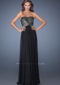 Picture of: Strapless Long Chiffon Prom Dress with Bejeweled Bodice in Black, Style: 19321, Detail Picture 4