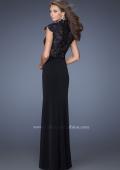Picture of: Long Black Prom Dress with Lace and Slight Cap Sleeves in Black, Style: 19920, Back Picture