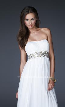 Picture of: Strapless Empire Waist Gown with Detailed Waistband in White, Style: 15986, Main Picture