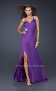 Picture of: One Shoulder Strap Prom Dress with Beaded Hip Design in Purple, Style: 17157, Main Picture