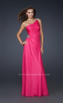 Picture of: One Shoulder Chiffon Prom Dress with Rhinestones in Pink, Style: 17259, Main Picture