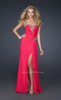 Picture of: Chiffon Prom Dress with Accent Beading and Side Slit in Red, Style: 17380, Main Picture