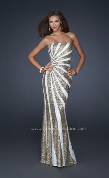 Picture of: Strapless Floor Length Gown with Gorgeous Sequin Detail in White, Style: 17456, Main Picture