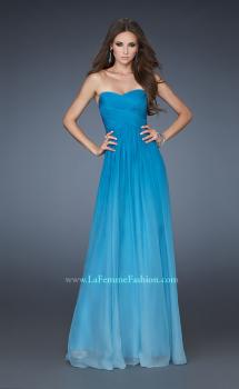 Picture of: Chiffon Prom Dress with Back Bow Detailing in Blue, Style: 18415, Main Picture
