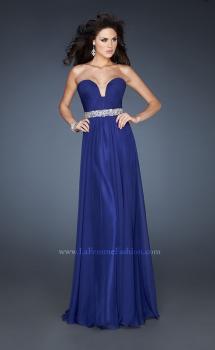 Picture of: Pleated Bodice Long A-line Prom Dress with Rhinestones in Blue, Style: 18457, Main Picture