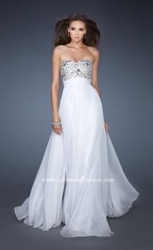 Picture of: Empire Waist Chiffon Prom Dress with Embellished Bodice in White, Style: 18561, Main Picture