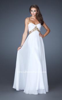 Picture of: Chiffon Empire Dress with Pleated Bodice and Beads in White, Style: 18612, Main Picture