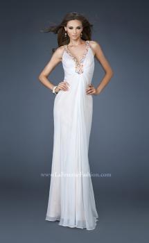 Picture of: Beaded V neck Prom Dress with Criss Cross Straps in White, Style: 18693, Main Picture