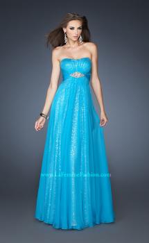 Picture of: Long Strapless Sequin Prom Dress with Chiffon Overlay in Blue, Style: 18870, Main Picture