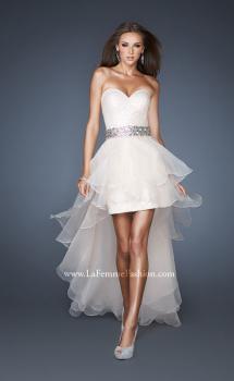 Picture of: Strapless Sequin Prom Dress with Detachable High Low Skirt in White, Style: 18955, Main Picture