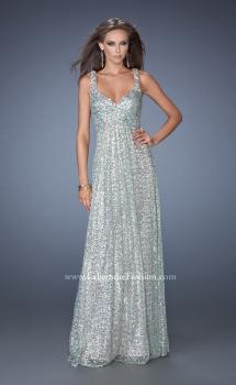 Picture of: Long A-line Sequin Prom Dress with Strappy Back in Blue, Style: 19154, Main Picture