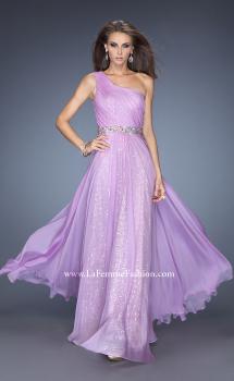 Picture of: One Shoulder Long Sequin Prom Dress with Chiffon Overlay in Purple, Style: 19280, Main Picture