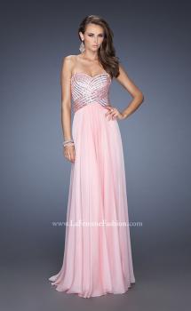 Picture of: Strapless Long Chiffon Prom Dress with Bejeweled Bodice in Pink, Style: 19321, Main Picture