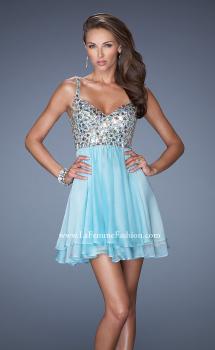 Picture of: Short Chiffon Prom Dress with Embellished Bodice in Blue, Style: 19358, Main Picture