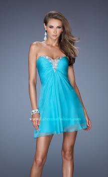 Picture of: Strapless Short Prom Dress with Embellishment on Bodice in Blue, Style: 19431, Main Picture