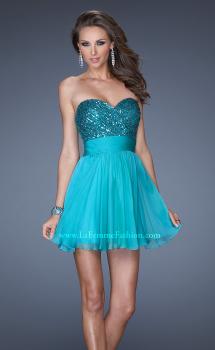 Picture of: Strapless Short Prom Dress with Sequin Bodice in Blue, Style: 19453, Main Picture