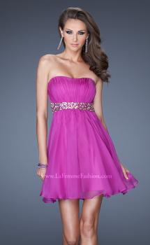 Picture of: Strapless Short Dress with a Ruched Bodice and Beaded Belt in Purple, Style: 19460, Main Picture