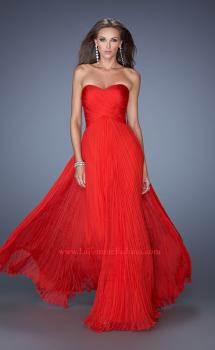 Picture of: Strapless Long Chiffon Prom Gown with Crinkle Pleating in Red, Style: 19573, Main Picture