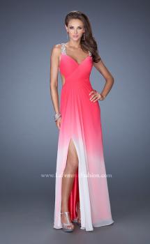 Picture of: Long Ombre Chiffon Prom Dress with Bedazzled Straps in Pink, Style: 19709, Main Picture