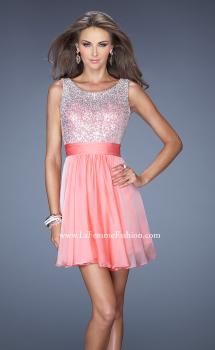 Picture of: Short Prom Dress with Chiffon Skirt and Sequin Bodice in Orange, Style: 19714, Main Picture