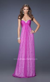 Picture of: Long Strapless Chiffon Prom Dress with Lace Underlay in Purple, Style: 19719, Main Picture