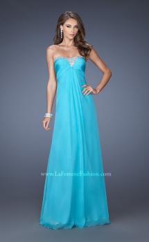 Picture of: Strapless Chiffon Long Prom Gown with Bedazzled Trim in Blue, Style: 19739, Main Picture