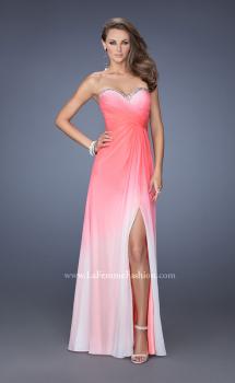 Picture of: Strapless Long Ombre Prom Gown with a Pleated Bodice in Pink, Style: 19742, Main Picture