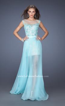 Picture of: Fitted Long Prom Dress with Detachable Chiffon Skirt in Blue, Style: 19746, Main Picture