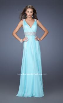 Picture of: Deep V Chiffon Prom Dress with Pleated Bodice in Blue, Style: 19802, Main Picture