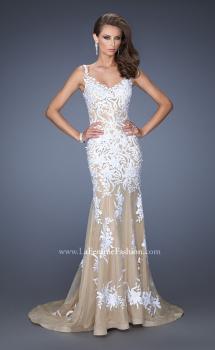 Picture of: Mermaid Style Prom Dress with Thin Straps and Train in White, Style: 19835, Main Picture