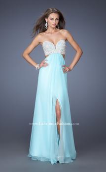 Picture of: Embellished Long Prom Dress with Center Slit in Blue, Style: 19927, Main Picture
