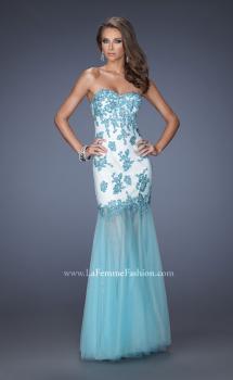 Picture of: Trumpet Style Prom Dress with Sheer Layered Tulle Skirt in Blue, Style: 19966, Main Picture