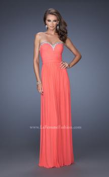 Picture of: Pleated Bodice Net Jersey Long Prom Gown in Orange, Style: 20048, Main Picture