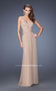 Picture of: Strapless Mini Dress with Floor Length Skirt Overlay in Nude, Style: 20094, Main Picture