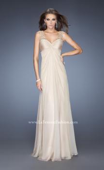 Picture of: Long Empire Waist Chiffon Prom Gown with Crystal Beads in Nude, Style: 20122, Main Picture