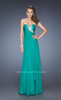 Picture of: Fitted Prom Dress with Layered Skirt and Pleated Bodice in Green, Style: 20129, Main Picture