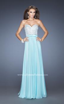 Picture of: Chiffon Prom Dress with Boat Neck and Cap Sleeves in Blue, Style: 20139, Main Picture
