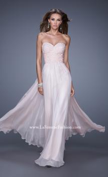 Picture of: Long Chiffon Prom Dress with Beaded Lace Appliques in Pink, Style: 20535, Main Picture